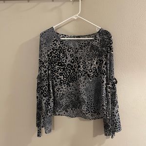 Lily Rose Grey, Black and White Cheetah Print Blouse NWT